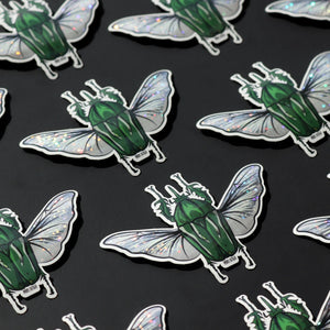 Green glitter Beetle sticker